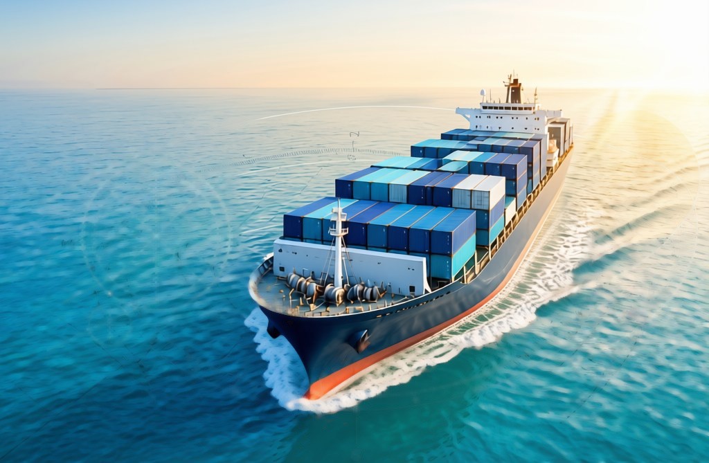 Cargo ship at sea